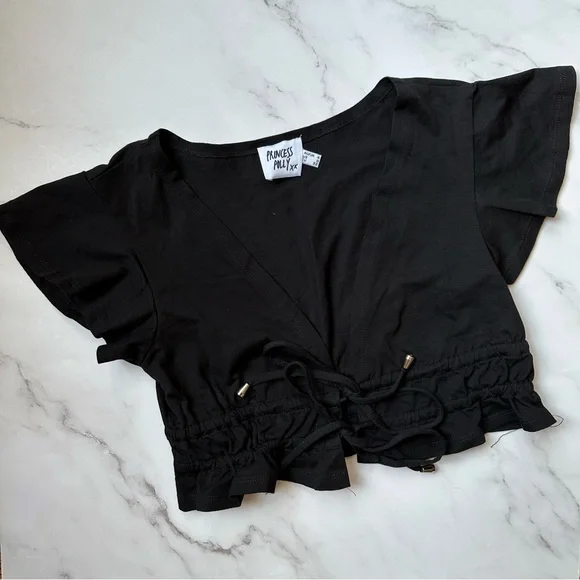 NWOT Princess Polly US 0 Jamison Reid Crop Top Black - Picture 5 of 14